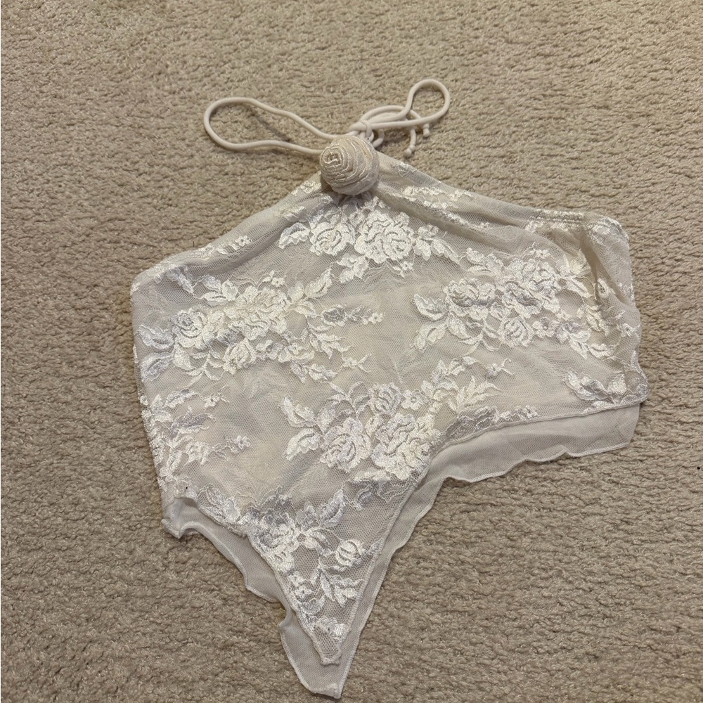Brandy Melville White Floral Lace Bandeau